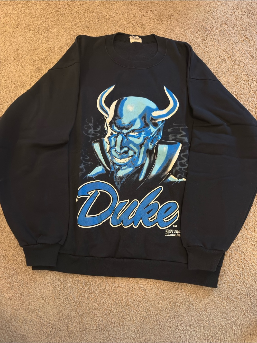 Rare Vintage XL Duke Blue Devils Graphic Crewneck Sweater - Black/Blue